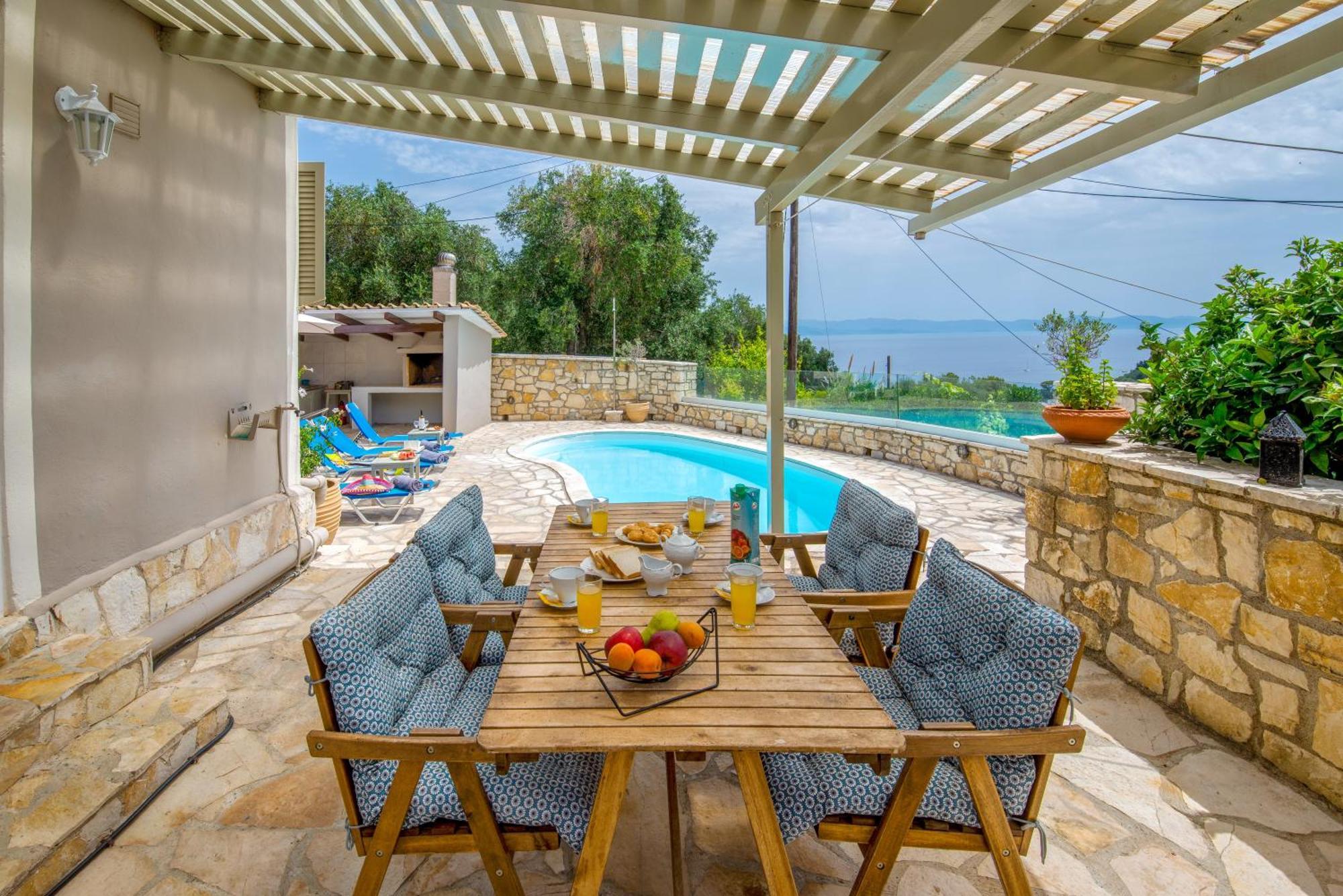 Loggos Seaview Cottage With Private Pool By Konnect Longós Esterno foto